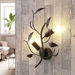 LAMPENWELT Applique Murale à Intensité Variable 'Yos' En Métal Pour Chambre à Coucher - Noir, Doré Brossé